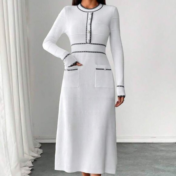 Boutique Dresses & Skirts - Classic Elegant Waisted Round Neck Sweater Dress